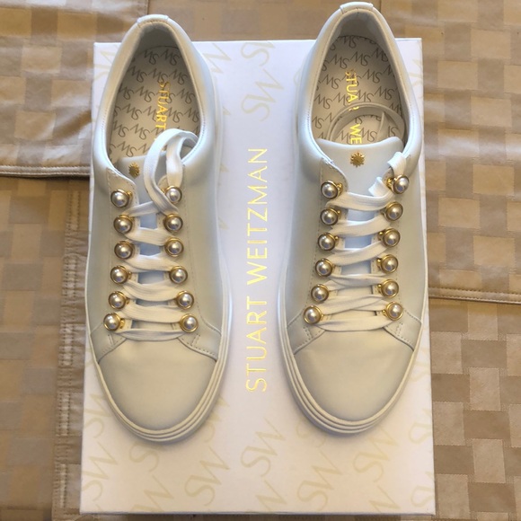stuart weitzman excelsa leather sneakers